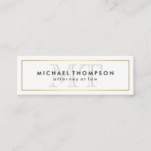 Minimalist Gold Border with Monogram Mini Business Card