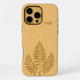 Minimalist Gold Botanical Monogram iPhone 16 Pro Max Case