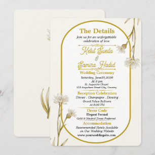 Minimalist Gold Botanical Wedding Details Card