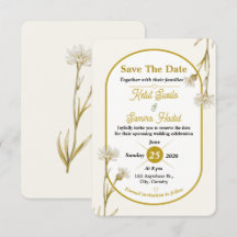 Minimalist Gold Botanical Wedding Save The Date