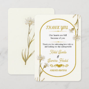 Minimalist Gold Botanical Wedding Thank You Card
