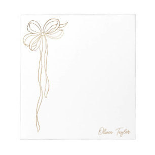 Minimalist Gold Bow Coquette Trendy Personalized  Notepad