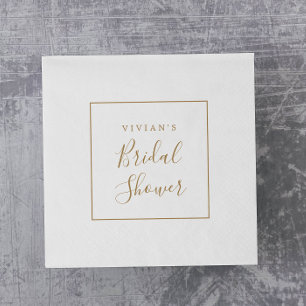 Minimalist Gold Bridal Shower Napkin