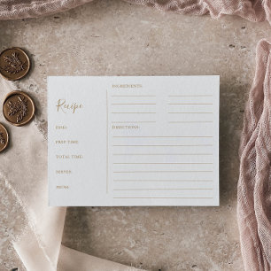 Minimalist Gold Bridal Shower Recipe Cards