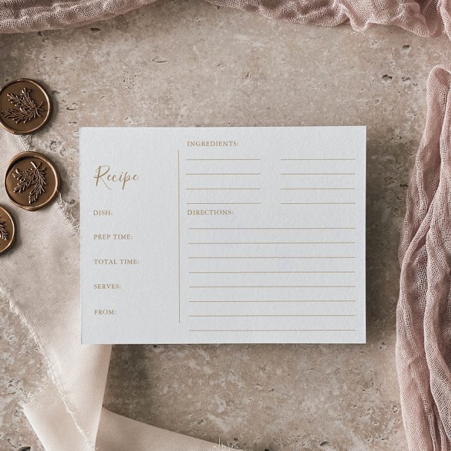 Minimalist Gold Bridal Shower Recipe Cards (Creator Uploaded)