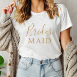 Minimalist Gold Bridesmaid Bachelorette Party<br><div class="desc">This minimalist gold bridesmaid bachelorette party tri-blend shirt is perfect for a fun bachelorette party or bridal shower. The modern romantic design features classic gold and white typography paired with a rustic yet elegant calligraphy with vintage hand lettered style. Customisable in any colour. Keep the design simple and elegant, as...</div>