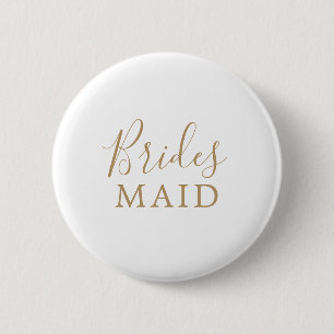 Minimalist Gold Bridesmaid Bridal Shower 6 Cm Round Badge