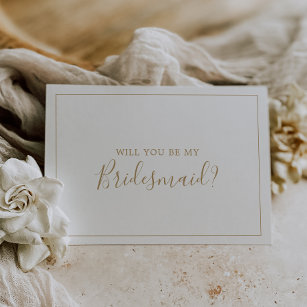 Minimalist Gold Bridesmaid Proposal Card
