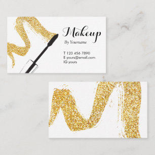 Minimalist Gold Brush Makeup Artist Business Card