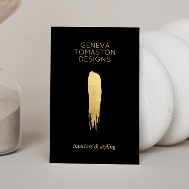 Minimalist Gold Brushstroke Designer Logo Business Card (Creator Uploaded)