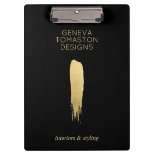 Minimalist Gold Brushstroke Designer Logo Clipboard