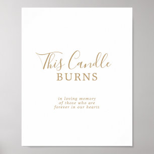 Minimalist Gold Candle Burns Wedding Memorial Sign