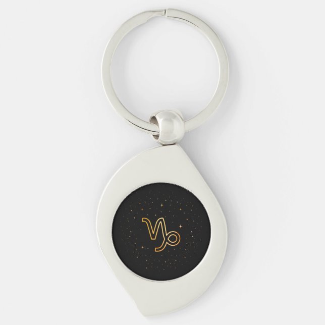 Minimalist Gold Capricorn Zodiac Keychain (Front)