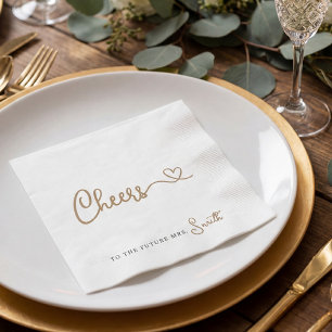 Minimalist Gold Cheers Wedding Shower Napkins