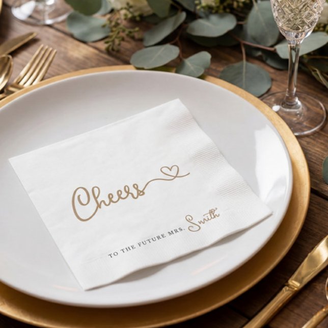Minimalist Gold Cheers Wedding Shower Napkins (Creator Uploaded)