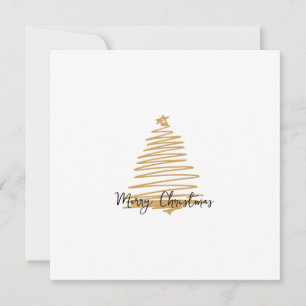 Minimalist Gold Christmas tree Merry Christmas Card