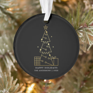 Minimalist Gold Christmas Tree Modern Black Ornament