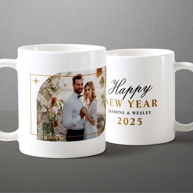 Minimalist Gold Christmas Wedding Photo Coffee Mug (Creator Uploaded)