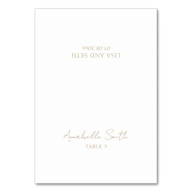 Minimalist Gold Classic Wedding Place Card (Front)