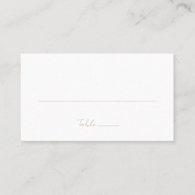 Minimalist Gold Classic Wedding Place Card (Front)