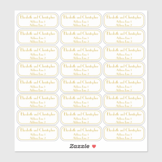 Minimalist Gold Couple Return Address Transparent  (Sheet)