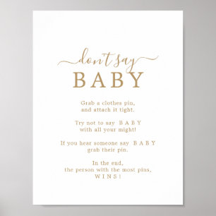 Minimalist Gold Don't Say Baby Game Sign