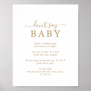 Minimalist Gold Don't Say Baby Game Sign