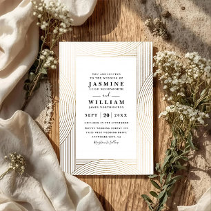 Minimalist Gold Elegant Modern QR Code Wedding Invitation