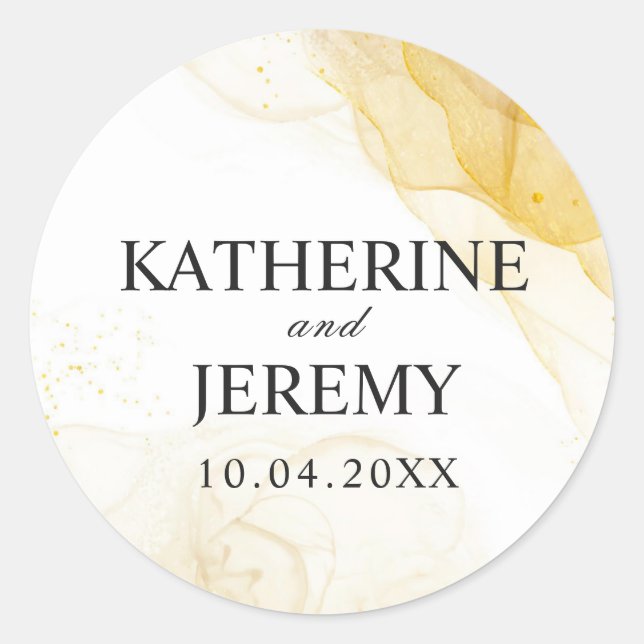 Minimalist Gold Elegant Wedding Stickers (Front)