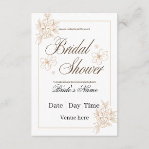Minimalist Gold Floral Bridal Shower Invitation 