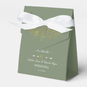 Minimalist Gold FloralSage Green Wedding Favour Box