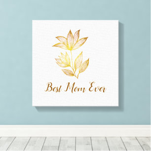 Minimalist Gold Flower Canvas Wall Art