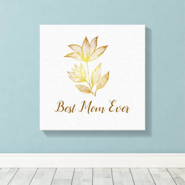 Minimalist Gold Flower Canvas Wall Art (Insitu(Wood Floor))