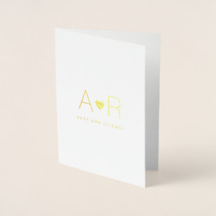 minimalist gold foil heart / monogram love wedding card