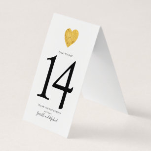 Minimalist Gold Foil Heart WeddingTable Number
