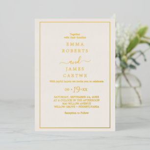 Minimalist Gold Foil   Ivory Casual Wedding 