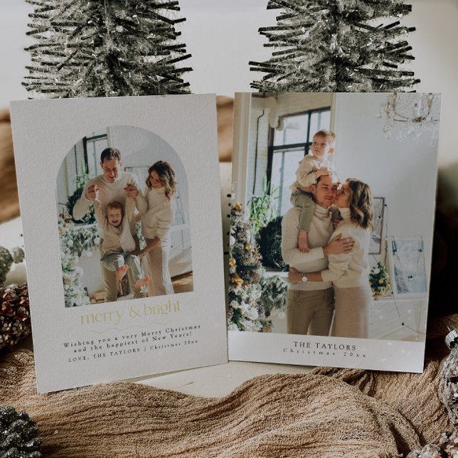 Minimalist Gold Foil Photo Family Christmas Card (Creator Uploaded)