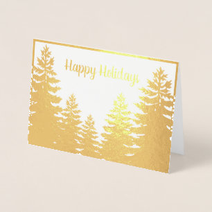 Minimalist gold foil pine tree silhouette card