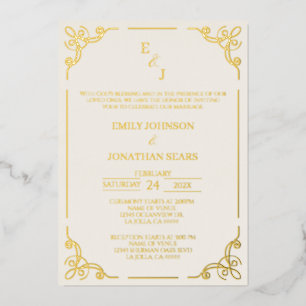 Minimalist gold foil wedding invitation