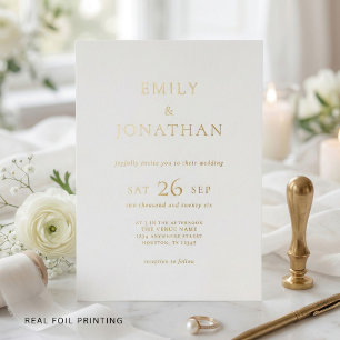 Minimalist Gold Foil Writing Wedding 