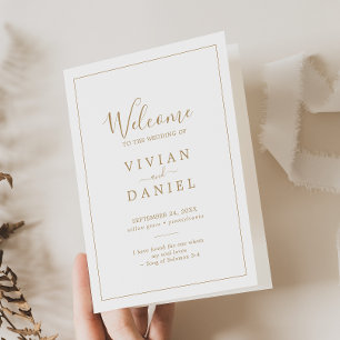 Minimalist Gold Folded Wedding Programme