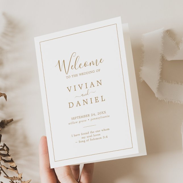Minimalist Gold Folded Wedding Programme (Creator Uploaded)