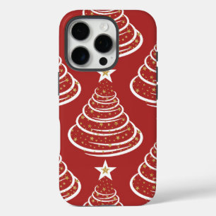 Minimalist Gold Glitter Christmas Trees iPhone 16 Pro Case