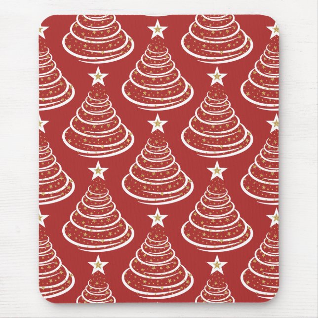 Minimalist Gold Glitter Christmas Trees Mouse Pad (Front)