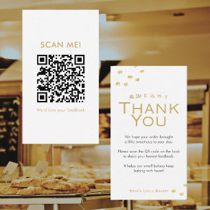 Minimalist Gold Glitter Dot Leave a Review QR Code Business Card