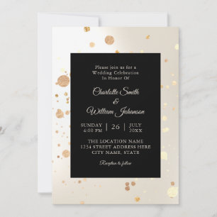 Minimalist Gold Glitter Elegant Modern Wedding Invitation