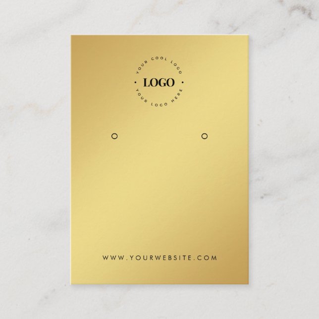 Minimalist Gold Gradient Your Logo Earring Display Business Card (Front)