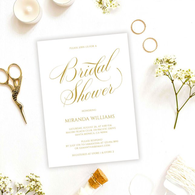 Minimalist Gold Handwritten Script Bridal Shower Invitation (Creator Uploaded)