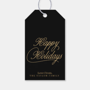 Minimalist Gold Happy Holiday Personalise Gift Tags