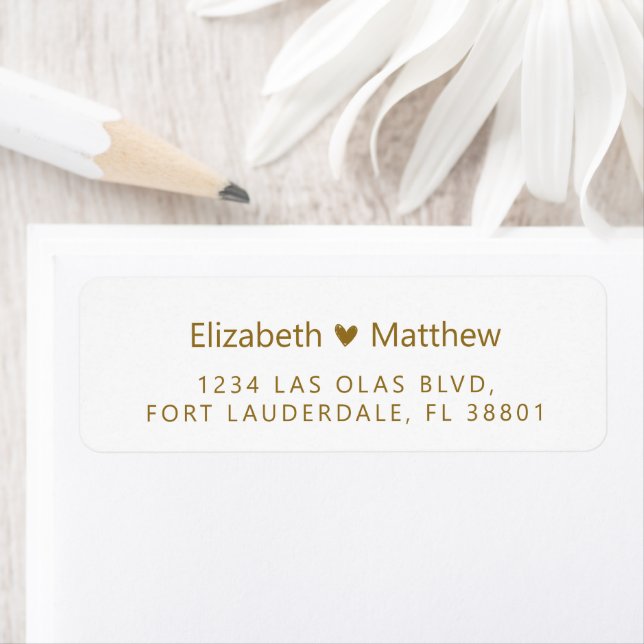 Minimalist Gold Heart Wedding Return Address Label (Insitu)